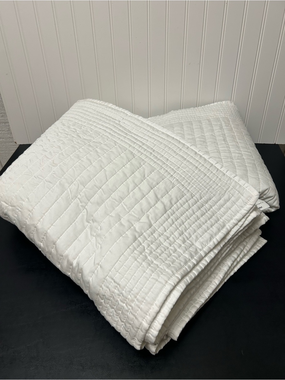 West Elm Silky Tencel pick stitch quilt king